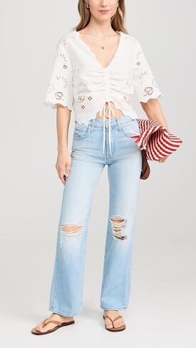 بنطلون جينز The Rambler Zip Flood للسيدات من MOTHER in Kuwait