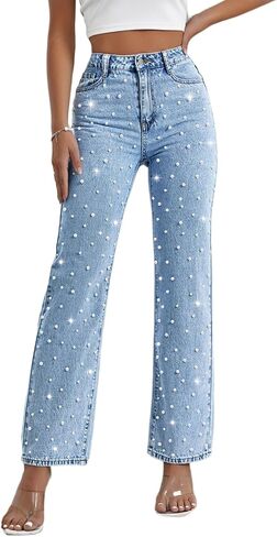 Pearl Jeans for Women Straight Leg High Waist Stretch Flare Bootcut Denim Pants in Saudi Arabia