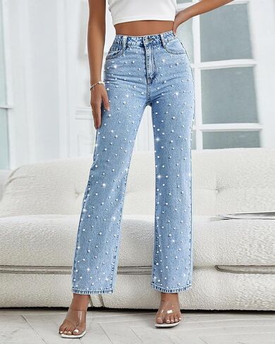 Pearl Jeans for Women Straight Leg High Waist Stretch Flare Bootcut Denim Pants in Saudi Arabia