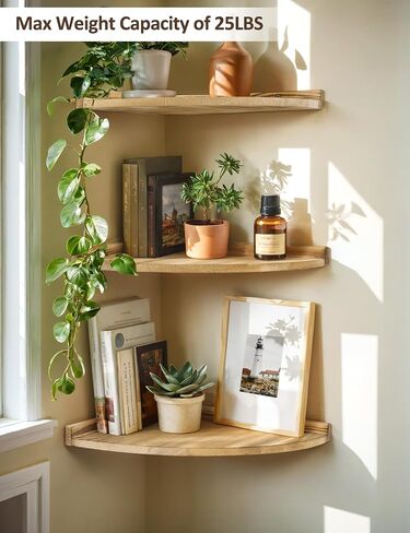 Corner Shelves Wall Mount, Farmhouse Rustic Corner Floating Shelf with Cord Hole, Wooden Storage Organizer Corner Wall Shelves for Kitchen Bathroom Living Room Bedroom Laundry, 12x12 Inch in Saudi Arabia
