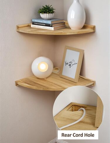 Corner Shelves Wall Mount, Farmhouse Rustic Corner Floating Shelf with Cord Hole, Wooden Storage Organizer Corner Wall Shelves for Kitchen Bathroom Living Room Bedroom Laundry, 12x12 Inch in Saudi Arabia