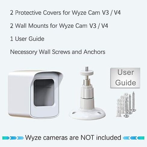 حامل PEF لكاميرا Wyze Cam V3 الجديدة كليًا فقط، غطاء واقٍ مقاوم للطقس وغطاء صلب مثبت على الحائط قابل للتعديل 360 درجة لنظام كاميرا المنزل الذكي الداخلي Wyze V3 (أبيض، عبوة واحدة) in Kuwait