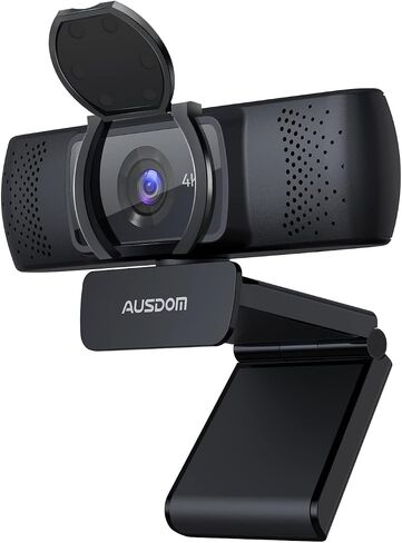 كاميرا ويب AUSDOM 4K، كاميرا ويب ذات تركيز تلقائي مع ميكروفون، غطاء للخصوصية، توصيل وتشغيل كاميرا ويب للكمبيوتر USB للبث الاحترافي/التدريس عبر الإنترنت/مكالمات الفيديو/التكبير/التصغير/سكايب (أسود-4K) in Kuwait