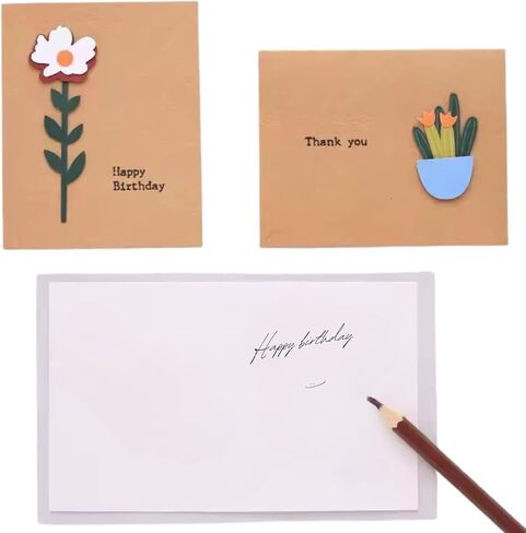 Handmade Vintage Kraft Blank Note Cards, 3.22 x 4.0 inches, Set of 12, with Envelopes, Thank You Cards, Greeting Cards, Invitation Cards for Birthday Party, ‎as pictures shown in Saudi Arabia
