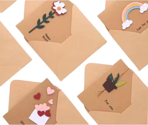 Handmade Vintage Kraft Blank Note Cards, 3.22 x 4.0 inches, Set of 12, with Envelopes, Thank You Cards, Greeting Cards, Invitation Cards for Birthday Party, ‎as pictures shown in Saudi Arabia