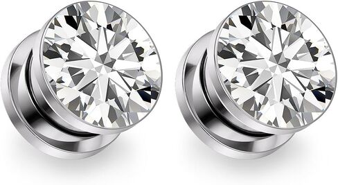 Astm F136 Titanium CZ Ear Gauges Screw Fit Flesh Tunnels Plugs Gauges Earring Expander Stretcher Ear Tunnels For Ears 8G 6G 4G 2G 0G 00G Plug Earrings Body Piercing Jewelry For Women Men in Saudi Arabia