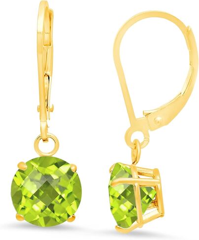 10k Yellow Gold 8mm Round Birthstone Dangle Earrings for Women with Leverbacks by MAX + STONE in Saudi Arabia