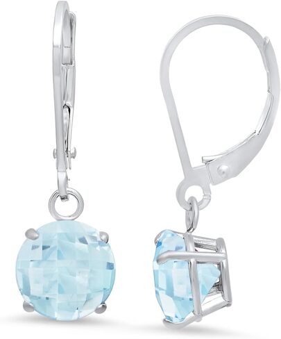 10k Yellow Gold 8mm Round Birthstone Dangle Earrings for Women with Leverbacks by MAX + STONE in Saudi Arabia