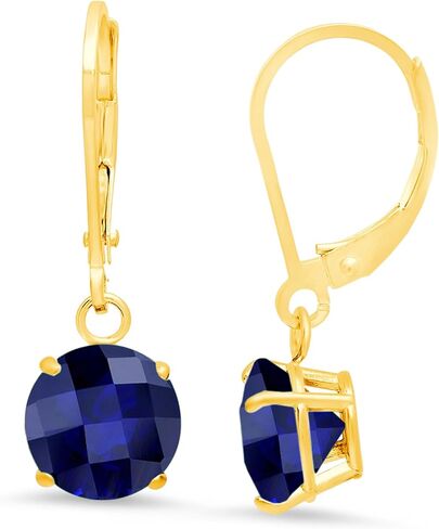 10k Yellow Gold 8mm Round Birthstone Dangle Earrings for Women with Leverbacks by MAX + STONE in Saudi Arabia