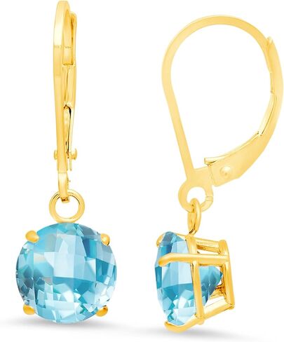 10k Yellow Gold 8mm Round Birthstone Dangle Earrings for Women with Leverbacks by MAX + STONE in Saudi Arabia