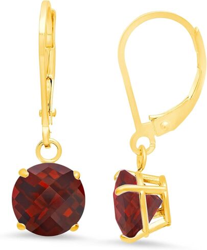 10k Yellow Gold 8mm Round Birthstone Dangle Earrings for Women with Leverbacks by MAX + STONE in Saudi Arabia