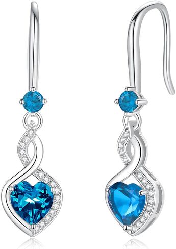 FANCIME Heart Infinity Dangle Drop Earrings 925 Sterling Silver Heart Gemstone Birthstone Earring Fine Jewelry Birthday Gifts for Women in Saudi Arabia