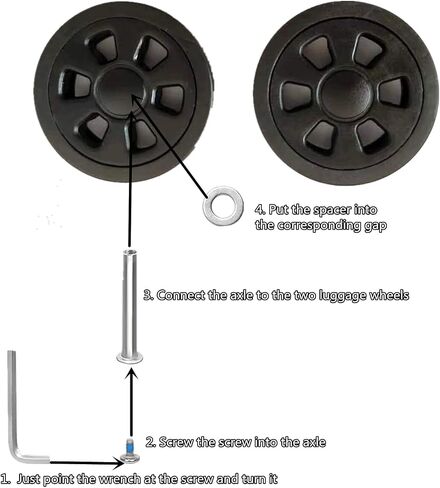 8pcs Luggage Wheels Replacement,Dia 2.16in/55mm Thick 0.47in/12mm Resistant Rubber Mute Caster Replacement Suitcase Wheels with Repair Tool Suitcase Spinner Wheels for Most Luggage (Black) in Saudi Arabia