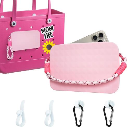 7Pcs Silicone Wallet for Bogg Bag Phone Holder,Momlife Sunflower Charms for Bogg Bag Accessories Inserts,4pcs Hooks Set for Bogg Bags,Bogg Organizer Pouch with Zipper,Beach Bag Accessories in Saudi Arabia