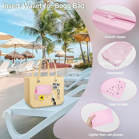 7Pcs Silicone Wallet for Bogg Bag Phone Holder,Momlife Sunflower Charms for Bogg Bag Accessories Inserts,4pcs Hooks Set for Bogg Bags,Bogg Organizer Pouch with Zipper,Beach Bag Accessories in Saudi Arabia