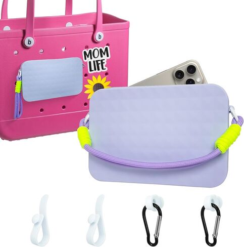 7Pcs Silicone Wallet for Bogg Bag Phone Holder,Momlife Sunflower Charms for Bogg Bag Accessories Inserts,4pcs Hooks Set for Bogg Bags,Bogg Organizer Pouch with Zipper,Beach Bag Accessories in Saudi Arabia