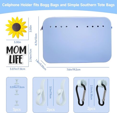 7Pcs Silicone Wallet for Bogg Bag Phone Holder,Momlife Sunflower Charms for Bogg Bag Accessories Inserts,4pcs Hooks Set for Bogg Bags,Bogg Organizer Pouch with Zipper,Beach Bag Accessories in Saudi Arabia