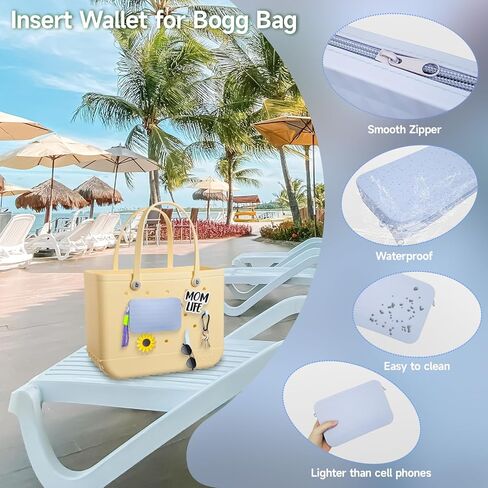 7Pcs Silicone Wallet for Bogg Bag Phone Holder,Momlife Sunflower Charms for Bogg Bag Accessories Inserts,4pcs Hooks Set for Bogg Bags,Bogg Organizer Pouch with Zipper,Beach Bag Accessories in Saudi Arabia
