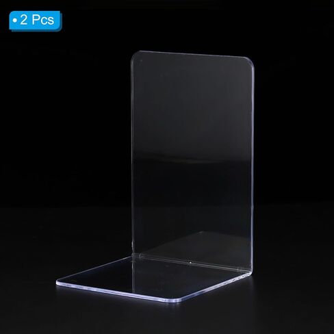 PATIKIL Acrylic Bookends, 2 Pack Plastic L-Shaped Book Ends for Shelves Desktop Bookshelf Magazine Organizer Stand Holder for Office Home Study Room, Clear in Saudi Arabia