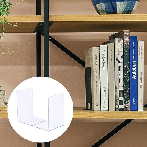 PATIKIL Acrylic Bookends, 2 Pack Plastic L-Shaped Book Ends for Shelves Desktop Bookshelf Magazine Organizer Stand Holder for Office Home Study Room, Clear in Saudi Arabia
