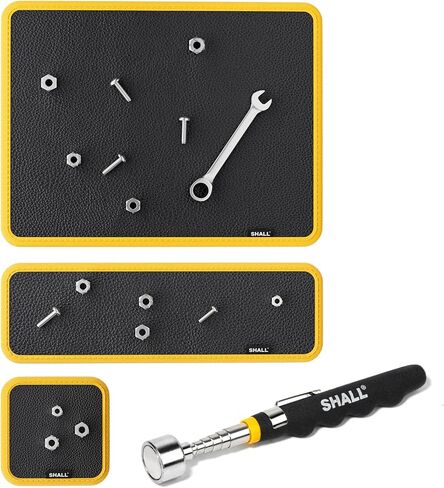 SHALL 3-Piece Magnetic Tool Parts Mat and Telescoping Magnetic Pickup Tool, Flexible Magnetic Tool Holder Pad W/ 83 Built-In-Magnets & 25LBS Pull Force Extendable Magnet for Mechanic Wrench Screw Bolt in Saudi Arabia