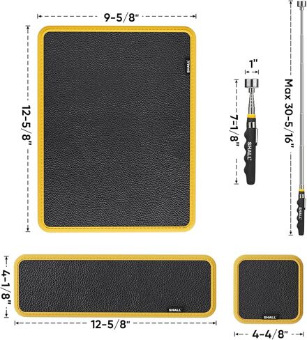 SHALL 3-Piece Magnetic Tool Parts Mat and Telescoping Magnetic Pickup Tool, Flexible Magnetic Tool Holder Pad W/ 83 Built-In-Magnets & 25LBS Pull Force Extendable Magnet for Mechanic Wrench Screw Bolt in Saudi Arabia