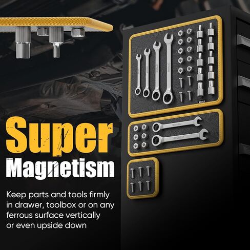 SHALL 3-Piece Magnetic Tool Parts Mat and Telescoping Magnetic Pickup Tool, Flexible Magnetic Tool Holder Pad W/ 83 Built-In-Magnets & 25LBS Pull Force Extendable Magnet for Mechanic Wrench Screw Bolt in Saudi Arabia