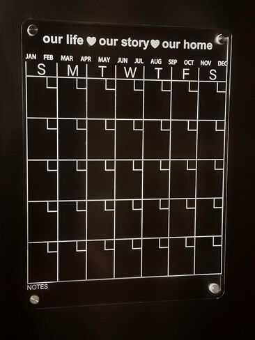 Acrylic Calendar for Fridge, Magnetic Dry Erase Calendar for Fridge with 6 Chalk Markers, Eraser, and Holder, Daily, Weekly, and Monthly Personal Organizer, Large Clear Acrylic Board, 12" x 17" in Saudi Arabia