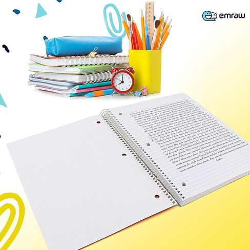 دفاتر ملاحظات حلزونية ذات 3 موضوعات من إمراو، مسطرة عريضة، 120 ورقة بيضاء مثالية لواجبات الفصل والواجبات المنزلية والتخطيط والملاحظات العامة (عبوة من 6) in Kuwait