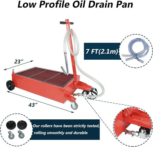 Low Profile Oil Drain Pan 17 Gallon Portable with 110V DC Centrifugal Electric Pump and 8'' Hose in Saudi Arabia