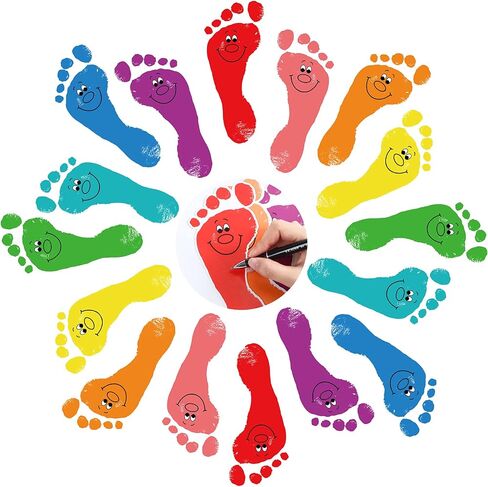 48 Pieces Colorful Footprints Bulletin Board Cutouts Footprints Creative Cutouts Footprint Cutouts Name Tags Bulletin Board Classroom Decor for Teacher Student Back to School Supply, 6.7 x 3.2 Inch in Saudi Arabia