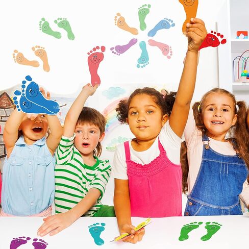 48 Pieces Colorful Footprints Bulletin Board Cutouts Footprints Creative Cutouts Footprint Cutouts Name Tags Bulletin Board Classroom Decor for Teacher Student Back to School Supply, 6.7 x 3.2 Inch in Saudi Arabia