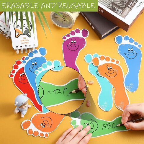 48 Pieces Colorful Footprints Bulletin Board Cutouts Footprints Creative Cutouts Footprint Cutouts Name Tags Bulletin Board Classroom Decor for Teacher Student Back to School Supply, 6.7 x 3.2 Inch in Saudi Arabia