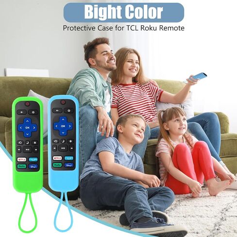 حافظة مكونة من قطعتين لجهاز Roku Express/Streaming Stick/Premiere - غطاء جهاز تحكم عن بعد من السيليكون لجهاز TCL Hisense Roku TV عن بعد، غطاء بديل لجهاز التحكم عن بعد للتلفزيون الذكي يتوهج في الظلام (أخضر أزرق) in Saudi Arabia