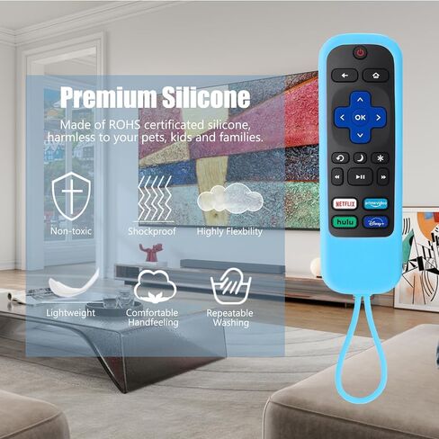 حافظة مكونة من قطعتين لجهاز Roku Express/Streaming Stick/Premiere - غطاء جهاز تحكم عن بعد من السيليكون لجهاز TCL Hisense Roku TV عن بعد، غطاء بديل لجهاز التحكم عن بعد للتلفزيون الذكي يتوهج في الظلام (أخضر أزرق) in Saudi Arabia