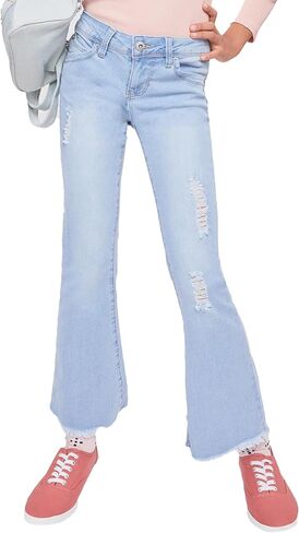 YMI Girls Sustainable Wannabettafit Frayed Flare Jeans in Saudi Arabia