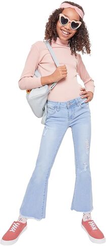 YMI Girls Sustainable Wannabettafit Frayed Flare Jeans in Saudi Arabia