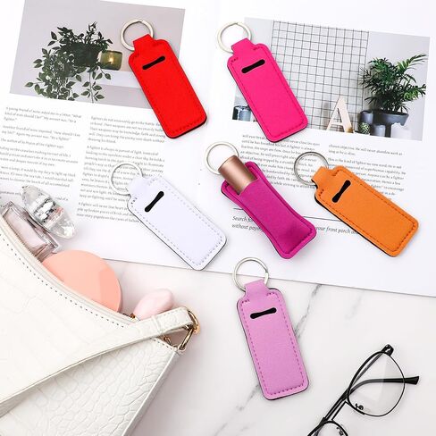6 Pcs Leather Keychain, Universal Key Fob Keychain, Handmade Leather Key chains for Women, Key Chains for Car Keys Badges Card Wallet in Saudi Arabia