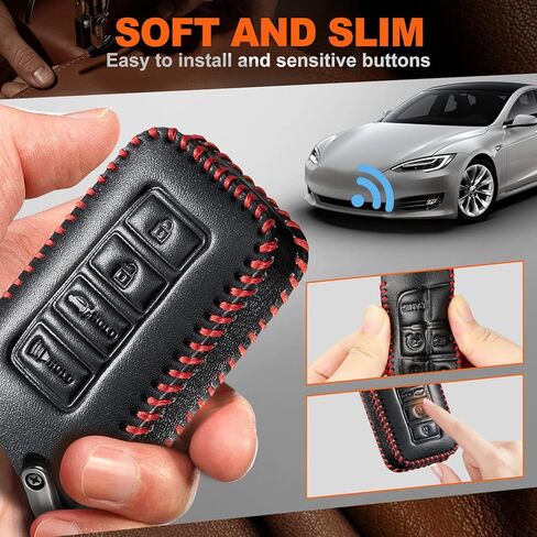 ملحقات سلسلة المفاتيح بغطاء مفتاح Fob لسيارة Lexus for ES is GS NX LS RX RC GX F 300 300h 350 200t 250 450h 460 600h 4 أزرار، حافظة جلدية + حلقة على شكل حرف D + خطاف (أسود) in Kuwait