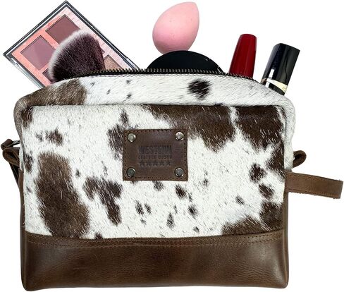 Cosmetic Bag Handmade from Full Grain Leather - Make Up Storage, Cowboy Style, Multipurpose Handbag, Travel Organizer - Furry in Kuwait