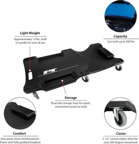 Performance Tool W85006 40-Inch Plastic Creeper with 6 Casters, Black in Saudi Arabia