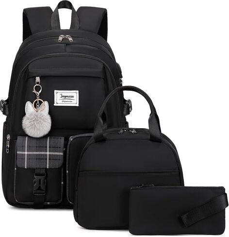 Women Fashion Travel Backpack Set Roomy Laptop Rucksack Set Casual Daypack for Girl Black in Saudi Arabia