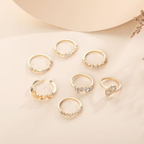 FUTIMELY Boho Retro Stackable Rings Sets for Women,Knuckle Joint Finger Nail Ring Sets Vintage Crystal Love Heart Midi Rings Pack in Saudi Arabia