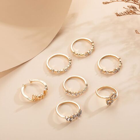 FUTIMELY Boho Retro Stackable Rings Sets for Women,Knuckle Joint Finger Nail Ring Sets Vintage Crystal Love Heart Midi Rings Pack in Saudi Arabia