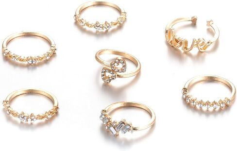 FUTIMELY Boho Retro Stackable Rings Sets for Women,Knuckle Joint Finger Nail Ring Sets Vintage Crystal Love Heart Midi Rings Pack in Saudi Arabia
