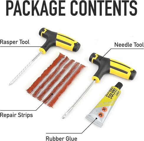 مجموعة سدادات إطارات Airmoto - طقم إصلاح الإطارات العالمي مع مقابس للإطارات بدون أنابيب - طقم تصحيح الإطارات لإصلاح الثقوب وتوصيل الشقق في السيارة والدراجة النارية والدراجة والشاحنات والمركبات الترفيهية والمزيد - ملحقات السيارة in Kuwait