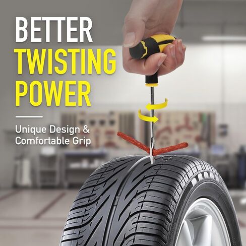 مجموعة سدادات إطارات Airmoto - طقم إصلاح الإطارات العالمي مع مقابس للإطارات بدون أنابيب - طقم تصحيح الإطارات لإصلاح الثقوب وتوصيل الشقق في السيارة والدراجة النارية والدراجة والشاحنات والمركبات الترفيهية والمزيد - ملحقات السيارة in Kuwait