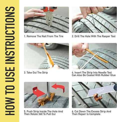 مجموعة سدادات إطارات Airmoto - طقم إصلاح الإطارات العالمي مع مقابس للإطارات بدون أنابيب - طقم تصحيح الإطارات لإصلاح الثقوب وتوصيل الشقق في السيارة والدراجة النارية والدراجة والشاحنات والمركبات الترفيهية والمزيد - ملحقات السيارة in Kuwait