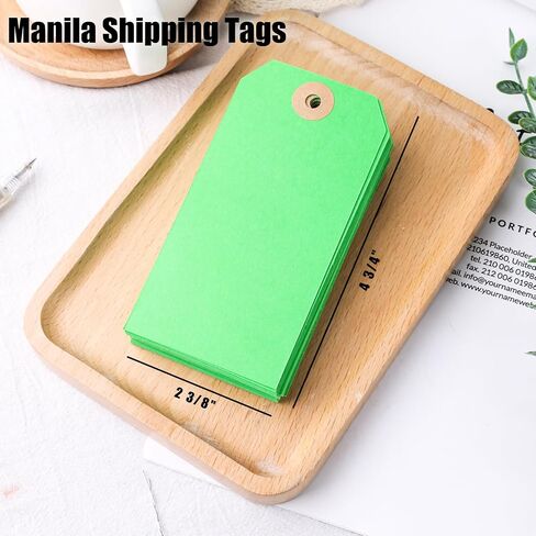 Koogel 120PCS Manila Paper Tags, Green Shipping Tags with Wire 4 3/4 x 2 3/8 inch Blank Hang Tags for Inventory Luggage Garage Organization in Saudi Arabia