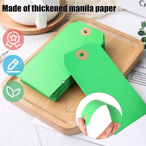 Koogel 120PCS Manila Paper Tags, Green Shipping Tags with Wire 4 3/4 x 2 3/8 inch Blank Hang Tags for Inventory Luggage Garage Organization in Saudi Arabia